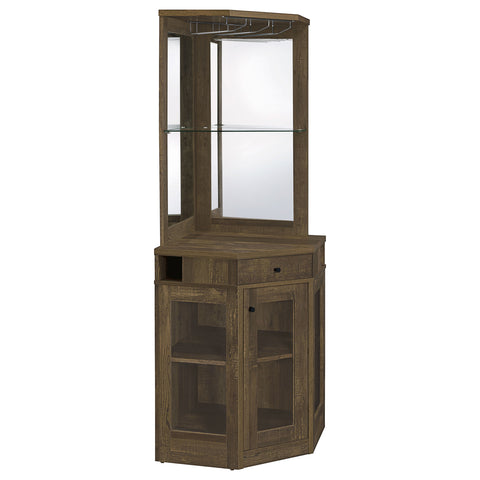 Mauve 1-drawer Corner Home Bar Wine Cabinet  Rustic OakRustic Oak