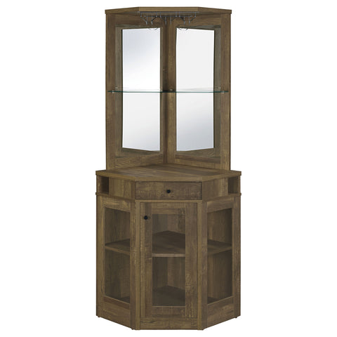 Mauve 1-drawer Corner Home Bar Wine Cabinet  Rustic OakRustic Oak
