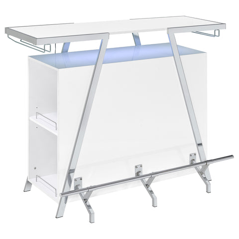 Arrington Freestanding LED Home Bar Cabinet White High GlossWhite High Gloss