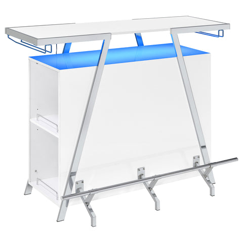 Arrington Freestanding LED Home Bar Cabinet White High GlossWhite High Gloss
