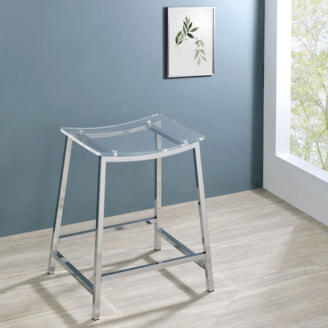 Sena Acrylic Backless Counter Stool Chrome (Set of 2)Chrome
