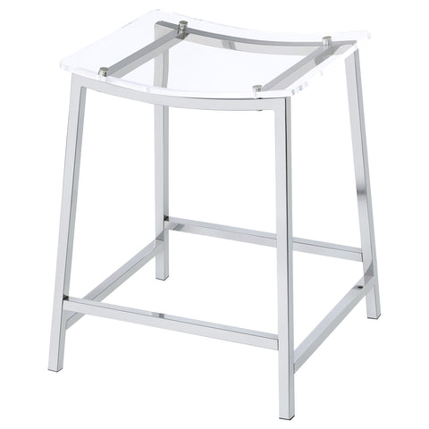 Sena Acrylic Backless Counter Stool Chrome (Set of 2)Chrome