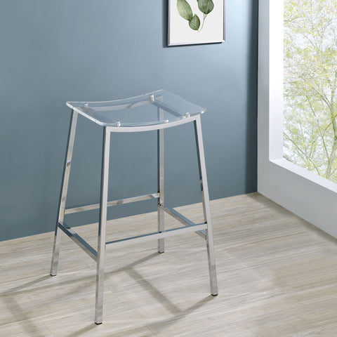 Sena Acrylic Backless Bar Stool Chrome (Set of 2)Chrome