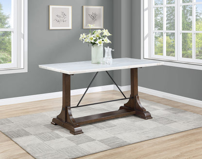 Nala 66-inch Marble Top Counter Height Dining Table White