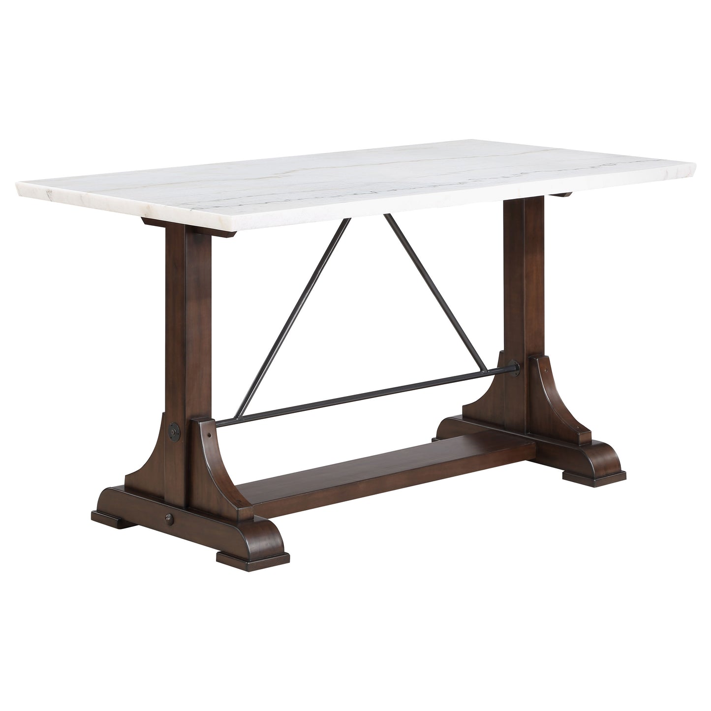 nala 66-inch marble top counter height dining table white