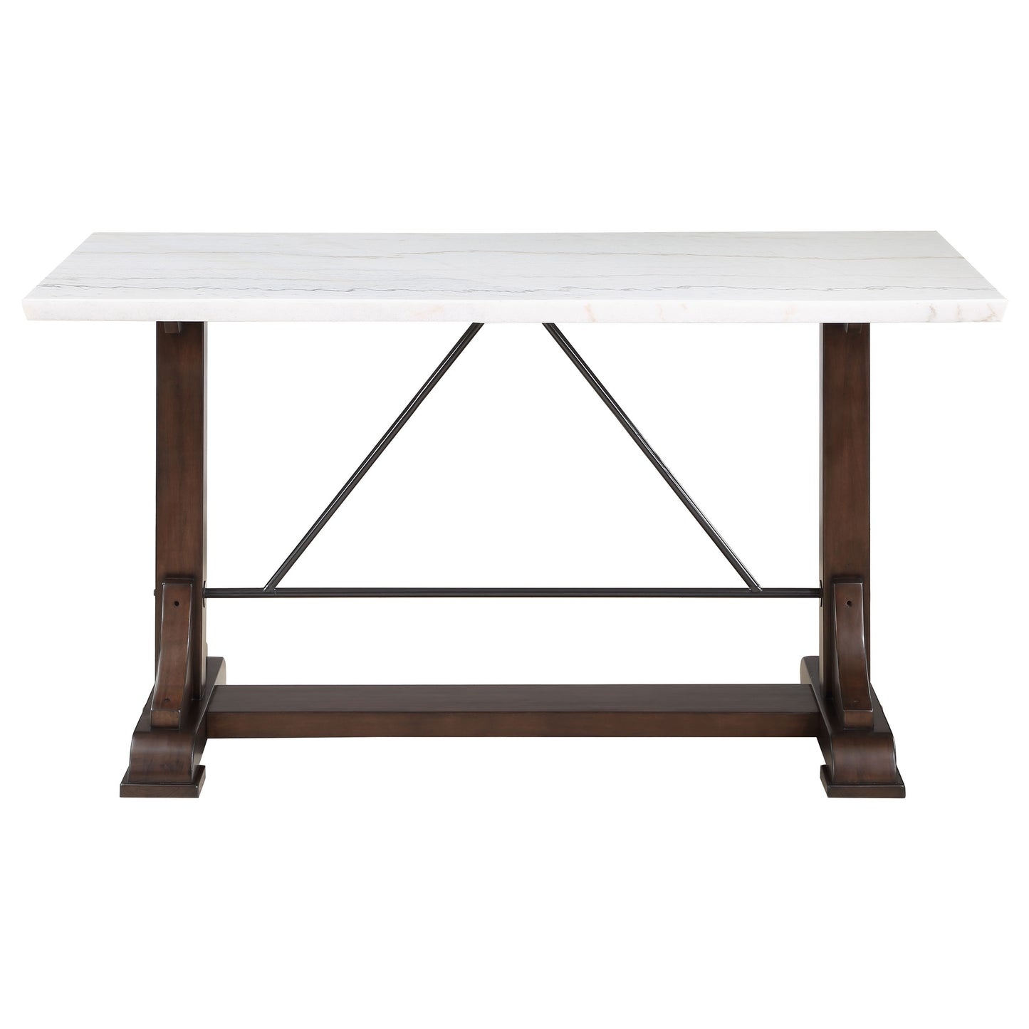 nala 66-inch marble top counter height dining table white