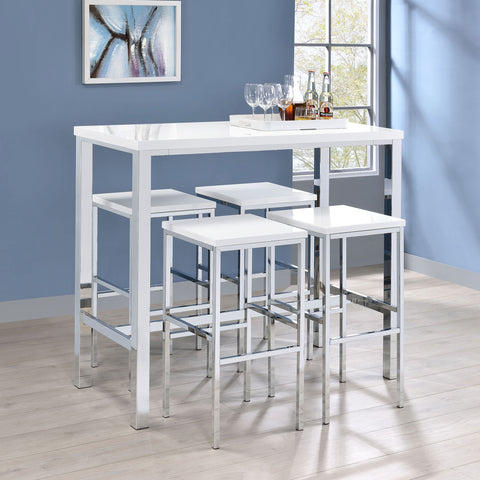 Cogswell 5-piece Pub Height Bar Table Set White High GlossWhite High Gloss