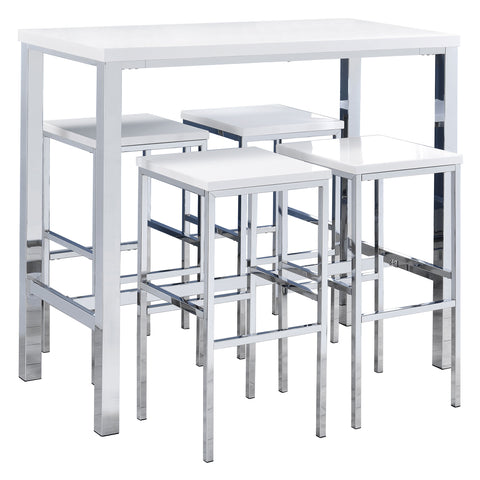 Cogswell 5-piece Pub Height Bar Table Set White High GlossWhite High Gloss