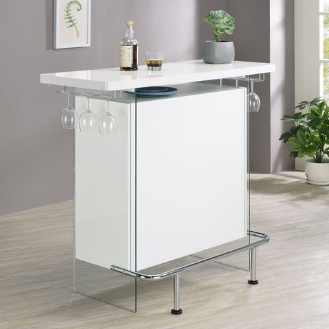 Ferris Freestanding Home Bar Wine Cabinet White High GlossWhite High Gloss