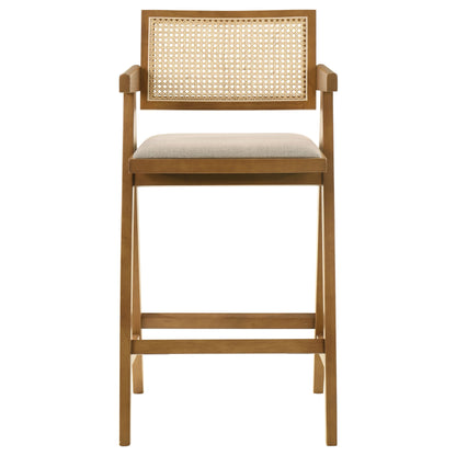 Dorian Woven Rattan Wood Bar Chair Light Walnut (Set of 2)