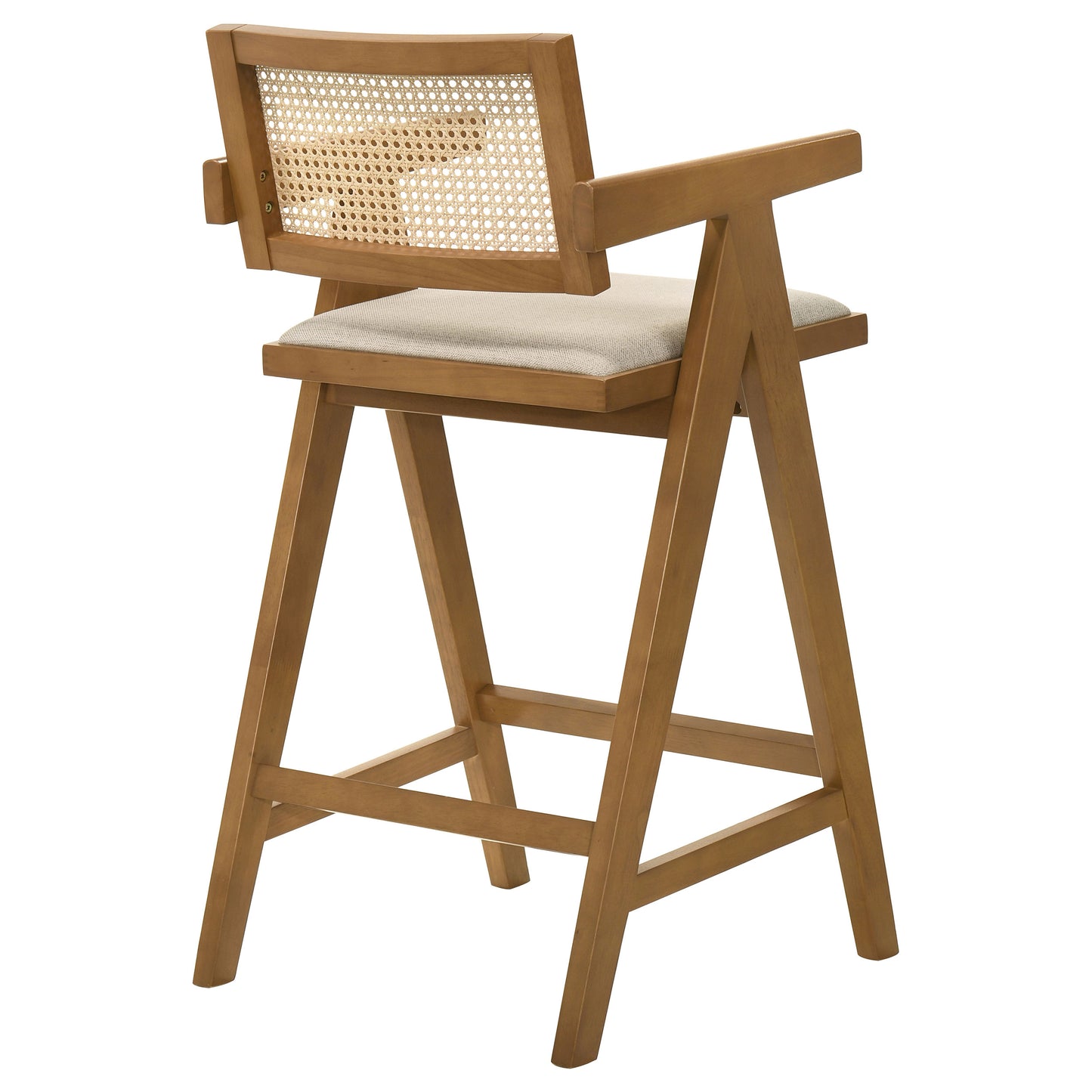 dorian woven rattan wood bar chair light walnut (set of 2)