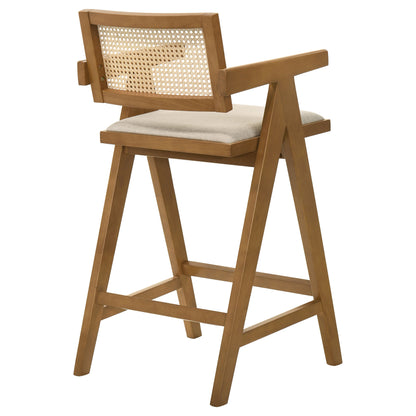 Dorian Woven Rattan Wood Bar Chair Light Walnut (Set of 2)