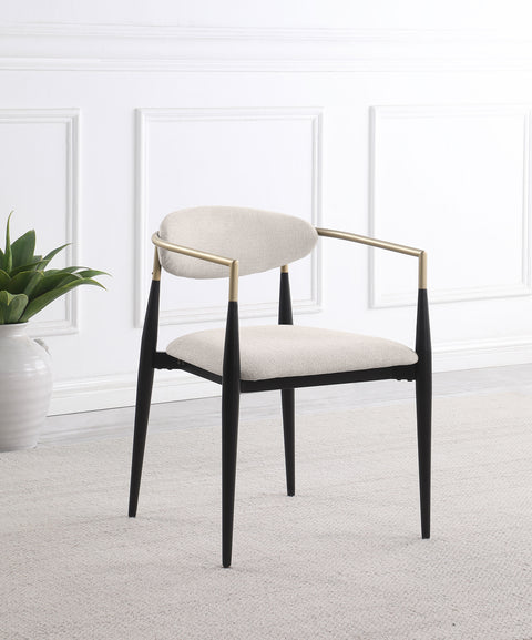 36-inch Fabric Upholstered Dining Arm Chair Beige (Set of 2)Beige