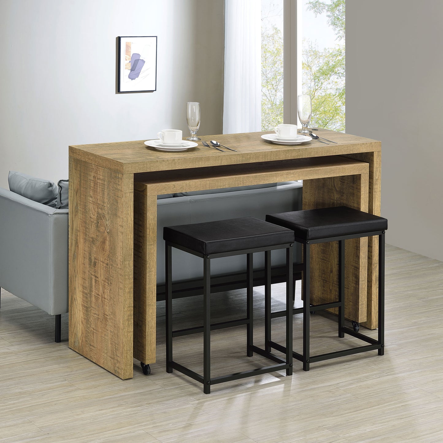 devon 4-piece counter height table set mango brown