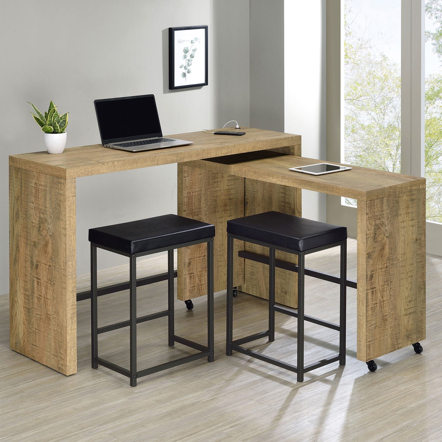 devon 4-piece counter height table set mango brown