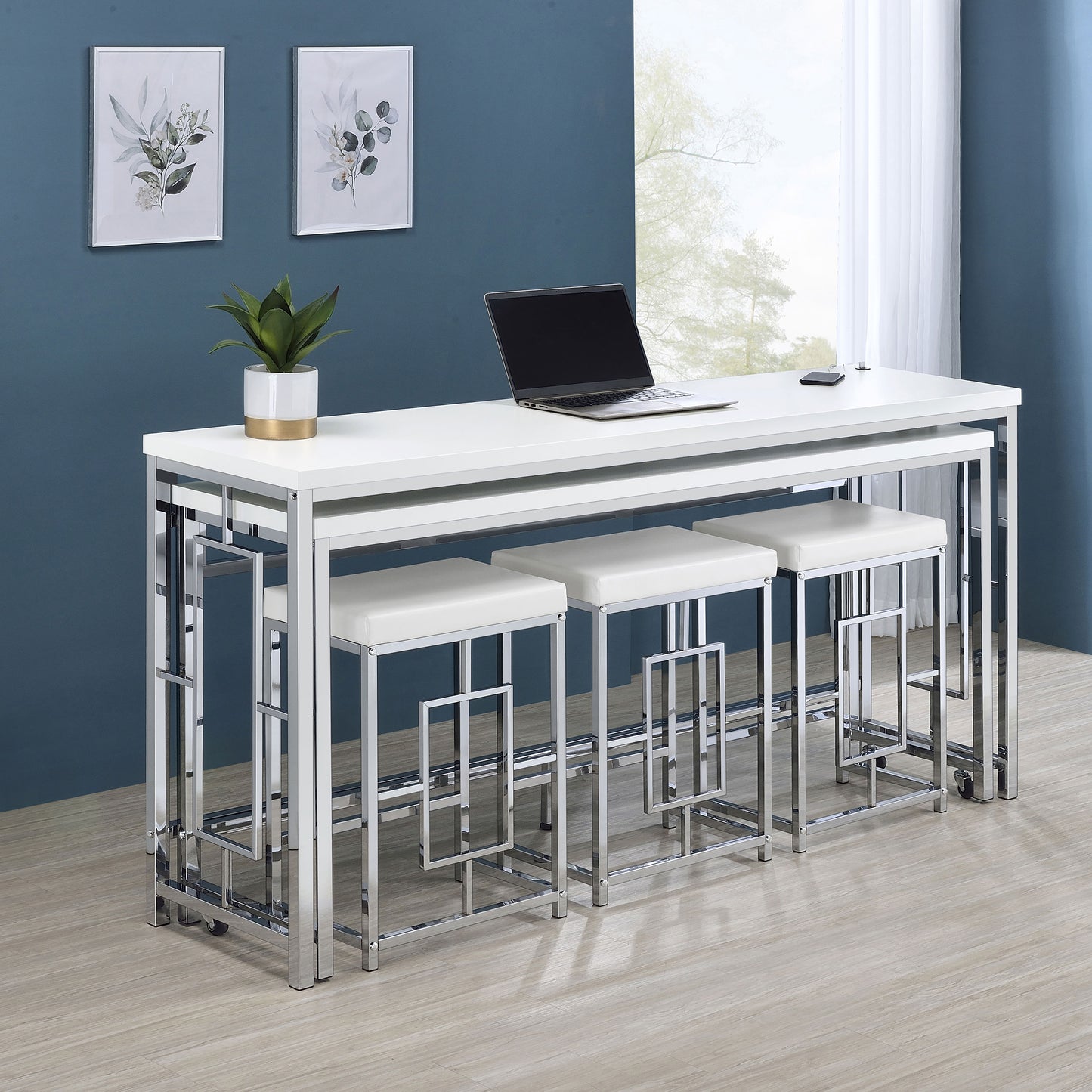 jeremaine 5-piece multipurpose counter height table set white