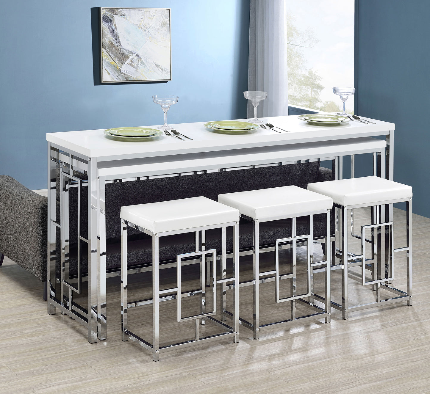 jeremaine 5-piece multipurpose counter height table set white