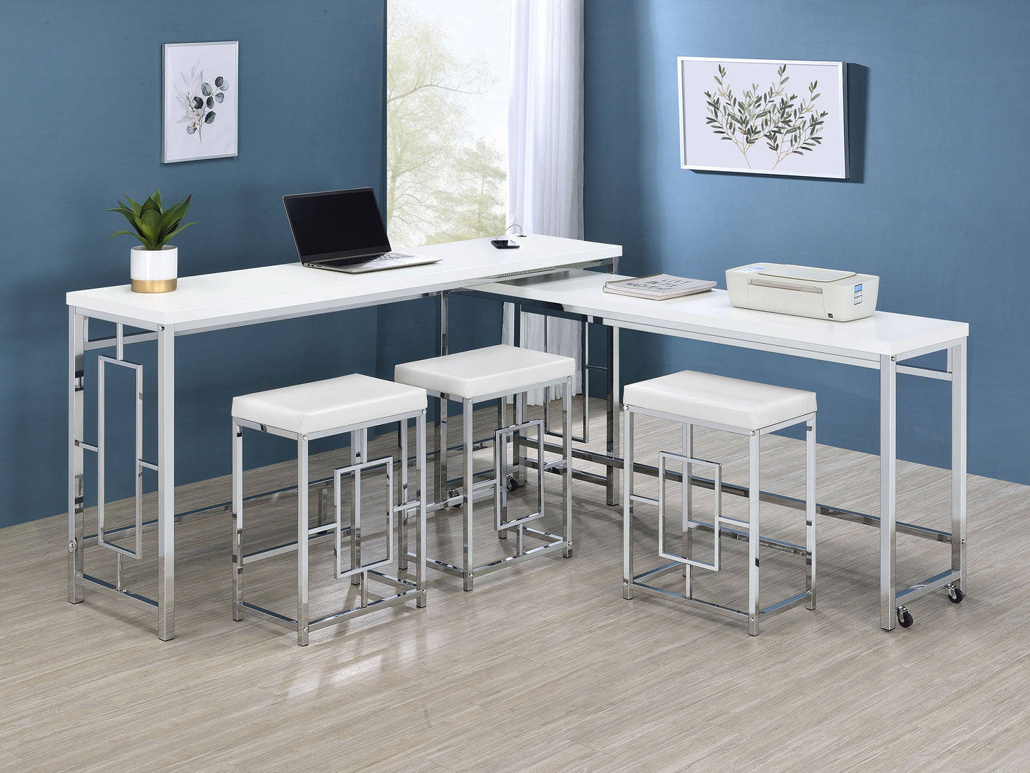 jeremaine 5-piece multipurpose counter height table set white