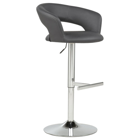 Cantu Adjustable Leatherette Swivel Bar Stool Grey and Chrome