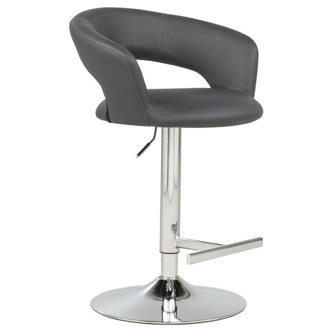 Cantu Adjustable Leatherette Swivel Bar Stool Grey and Chrome
