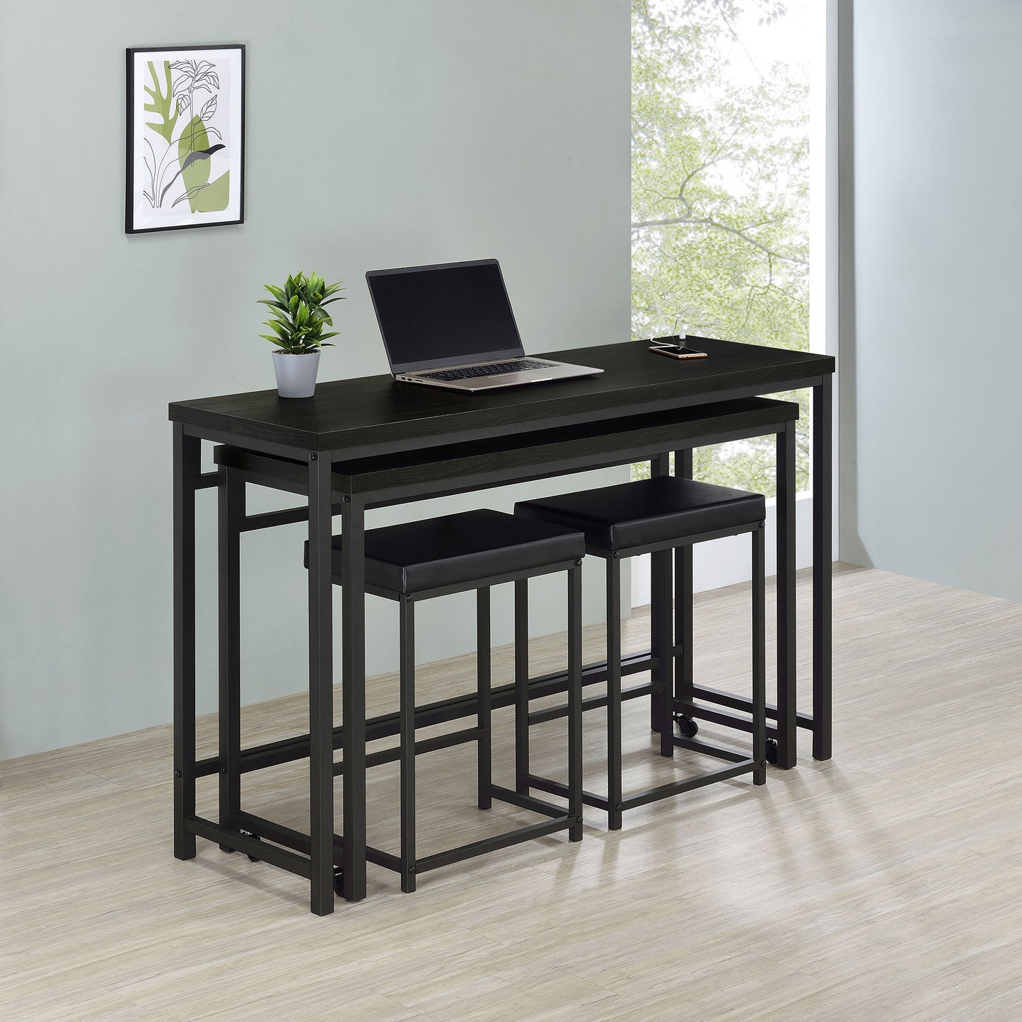 marjorie 4-piece multipurpose counter height table set black