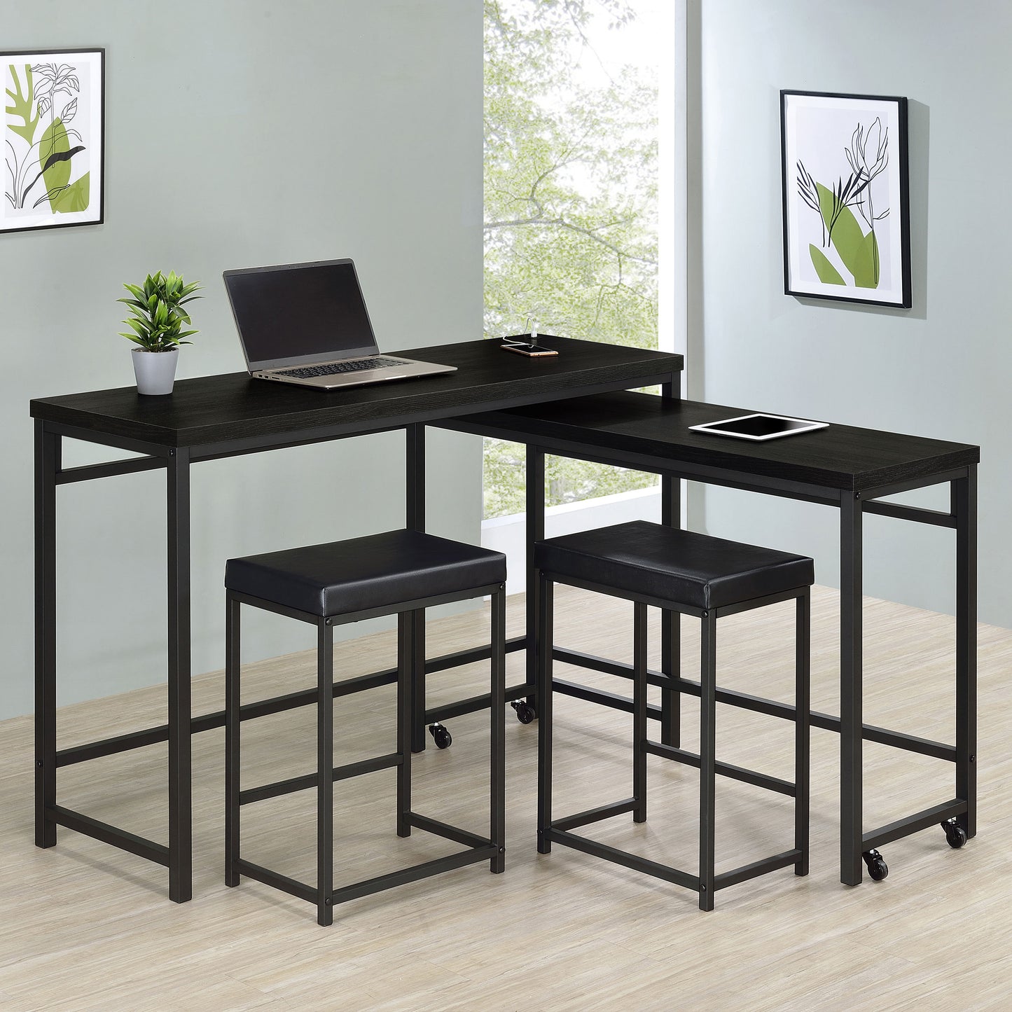 marjorie 4-piece multipurpose counter height table set black