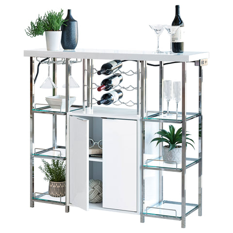 Fisher 2-door Bar Cabinet Wine Storage White High GlossWhite High Gloss