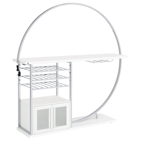Edenton 2-door Circular LED Home Bar Cabinet White High GlossWhite