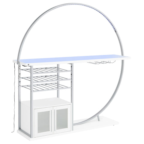 Edenton 2-door Circular LED Home Bar Cabinet White High GlossWhite