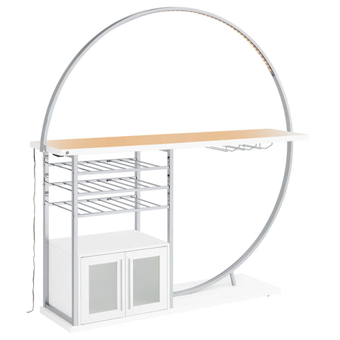 Edenton 2-door Circular LED Home Bar Cabinet White High GlossWhite