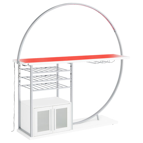 Edenton 2-door Circular LED Home Bar Cabinet White High GlossWhite