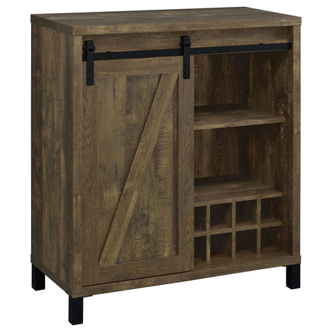 Ricky Sliding Door Home Bar Wine Cabinet Rustic OakRustic Oak