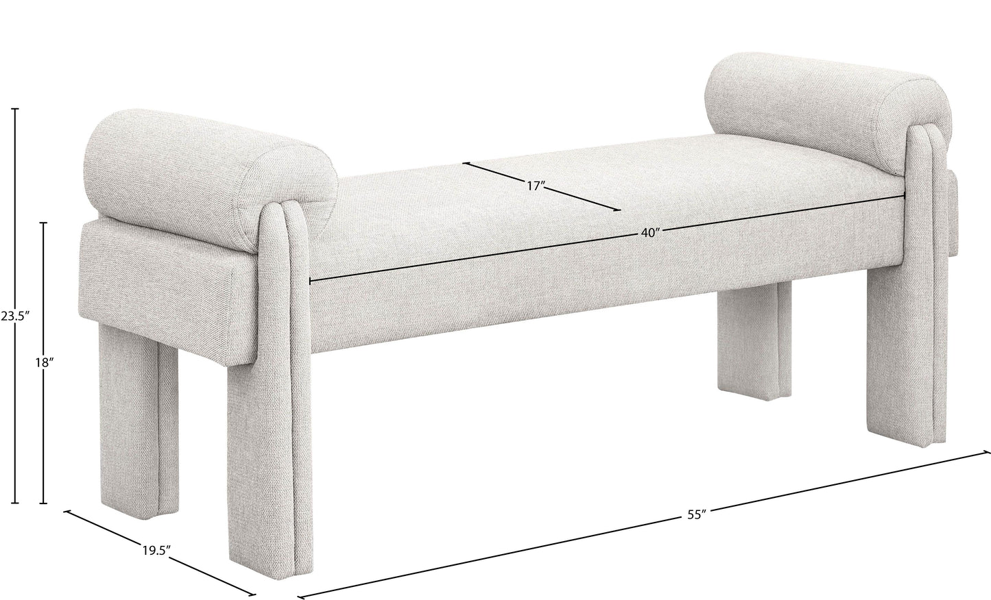 emerson beige polyester fabric bench beige