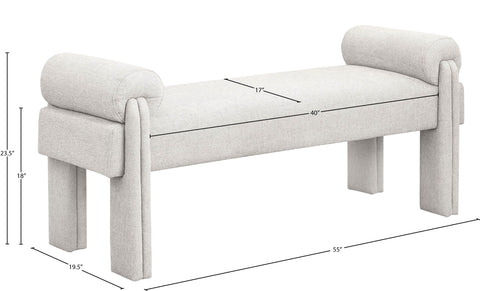 Emerson Beige Polyester Fabric Bench Beige