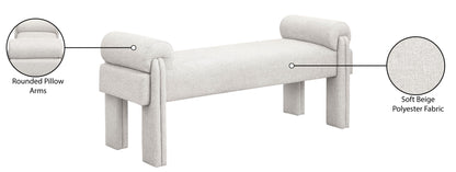 Emerson Beige Polyester Fabric Bench Beige