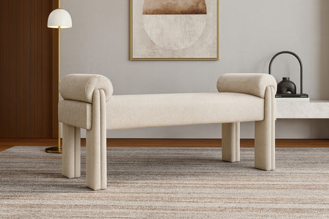 Arden Beige Fabric Upholstered Bench, 1 Piece