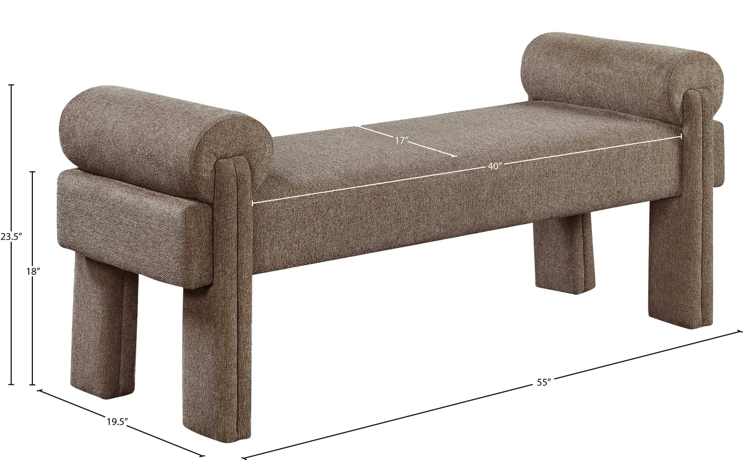 emerson brown polyester fabric bench brown