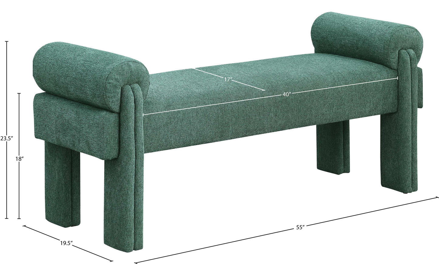 emerson green polyester fabric bench green