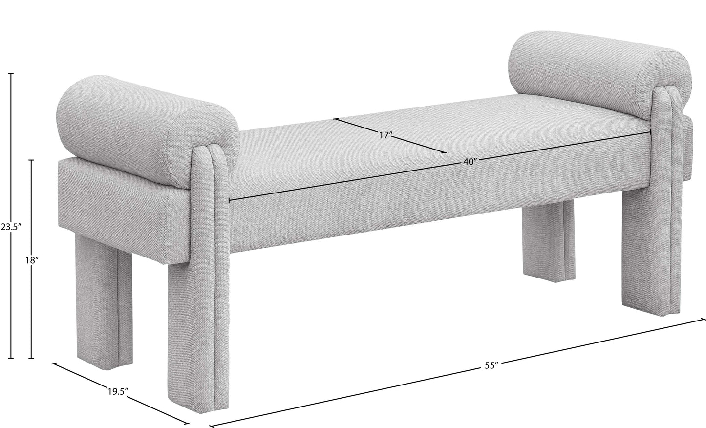 emerson grey polyester fabric bench grey