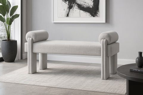 Arden Grey Fabric Upholstered Bench, 1 Piece