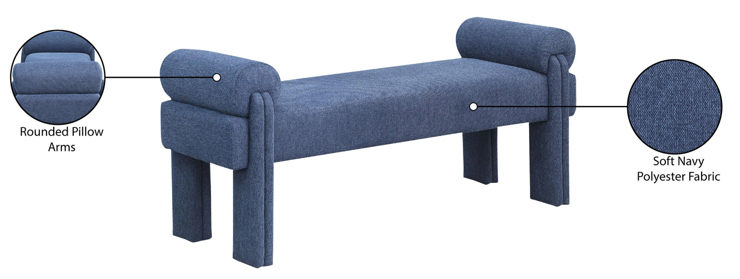 emerson navy polyester fabric bench navy