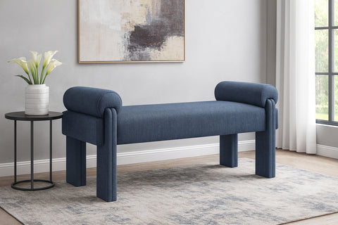Arden Navy Fabric Upholstered Bench, 1 Piece