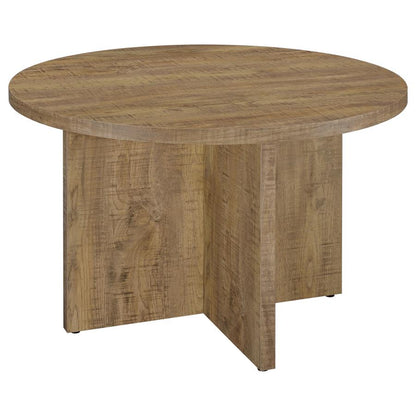 Tatum Round Engineered Wood Dining Table with Decorative Laminate Mango Brown