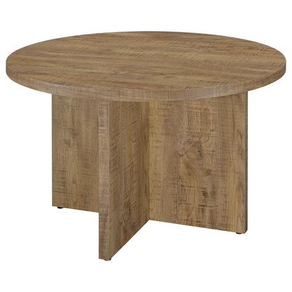 Tatum Round Engineered Wood Dining Table with Decorative Laminate Mango Brown