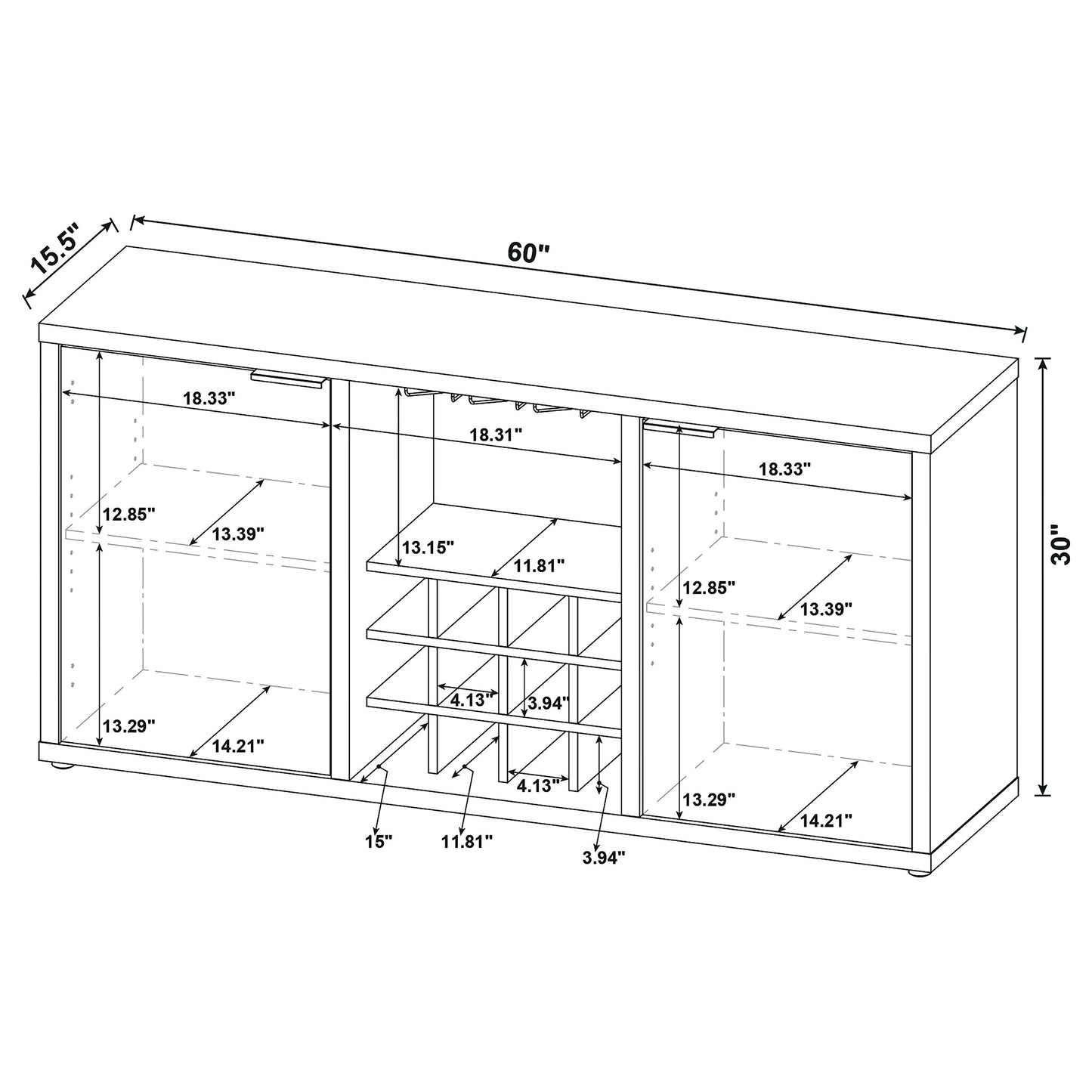 larue 2-door composite wood sideboard buffet mango