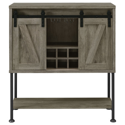 Zayan Sliding Door Home Bar Wine Cabinet Grey DriftwoodGrey Driftwood