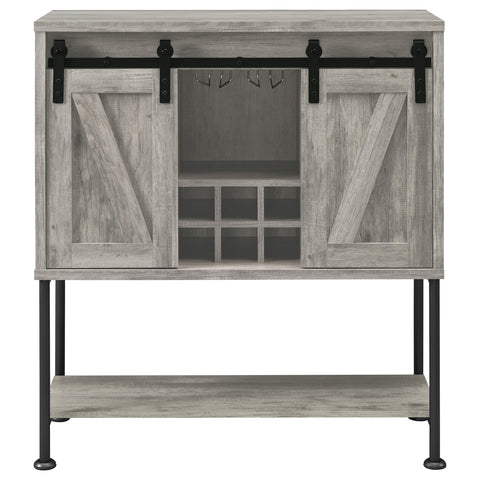 Zayan Sliding Door Home Bar Wine Cabinet Grey DriftwoodGrey Driftwood