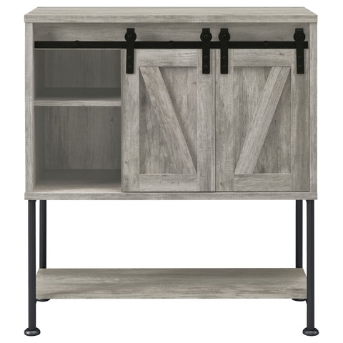 Zayan Sliding Door Home Bar Wine Cabinet Grey DriftwoodGrey Driftwood