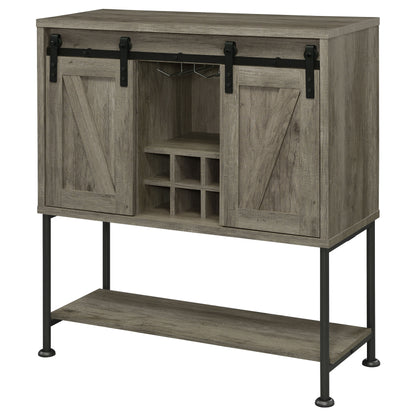 Zayan Sliding Door Home Bar Wine Cabinet Grey DriftwoodGrey Driftwood