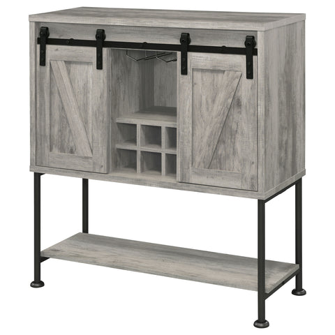 Zayan Sliding Door Home Bar Wine Cabinet Grey DriftwoodGrey Driftwood
